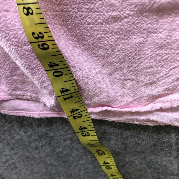 Utcoco Cotton Linen Shirt Dress Womens S Pink Roll Tab Sleeve Midi Relaxed - Picture 9 of 10